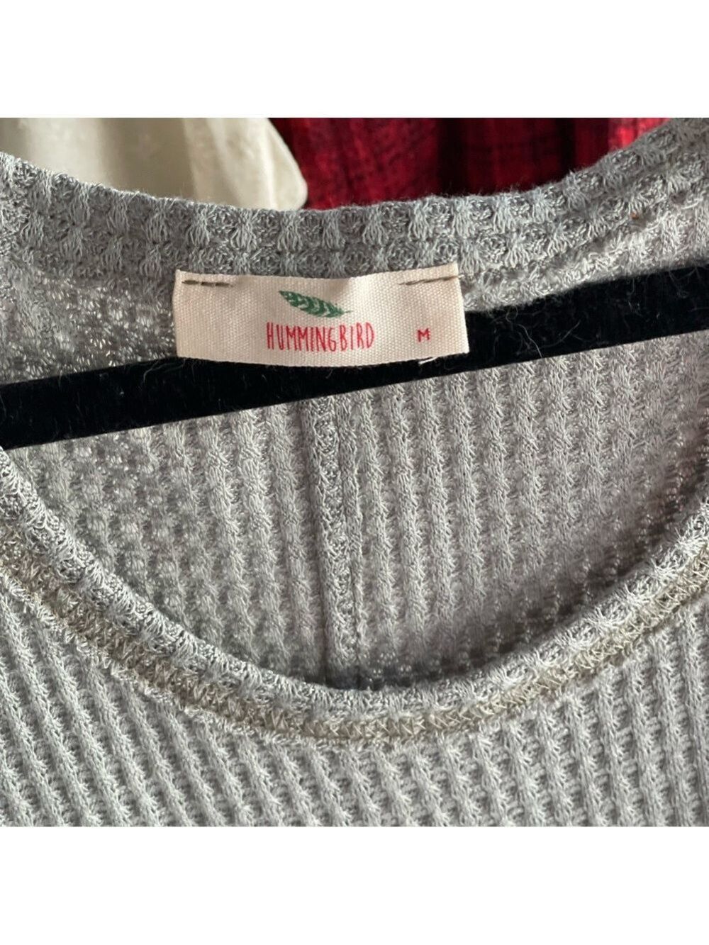 Hummingbird Light Gray Ribbed Tank Top - Picture 4 of 5